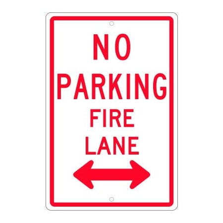 National Marker Co NMC Traffic Sign, No Parking Fire Lane Double Arrow, 18in X 12in, White TM620H